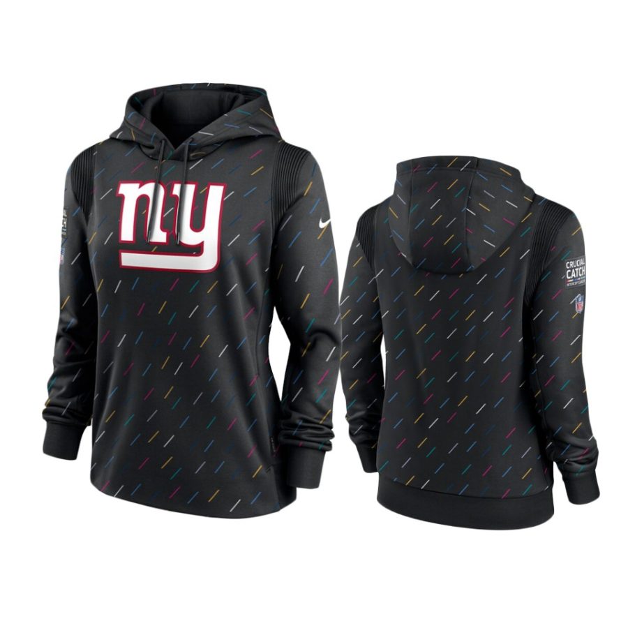 women giants anthracite 2021 nfl crucial catch therma pullover hoodie