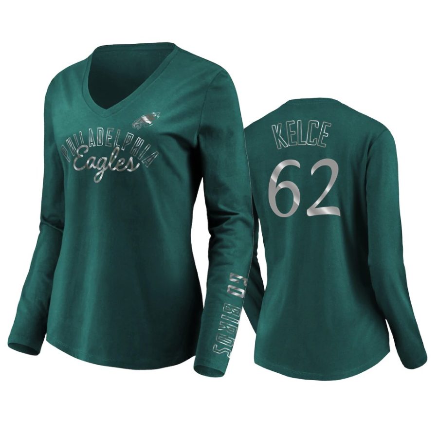 women jason kelce green eagles iconic all out glitz t shirt
