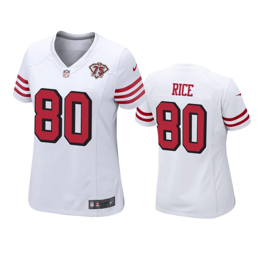 women jerry rice 49ers 75th anniversary white jersey