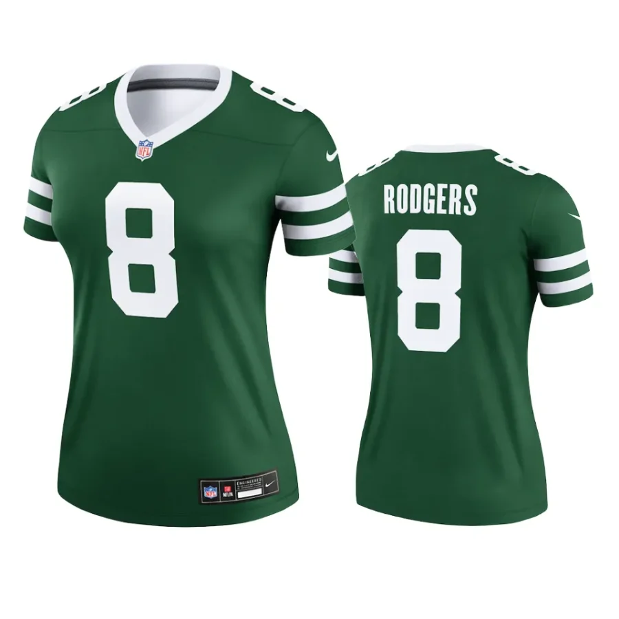 women jets aaron rodgers legacy green 2024 legend jersey