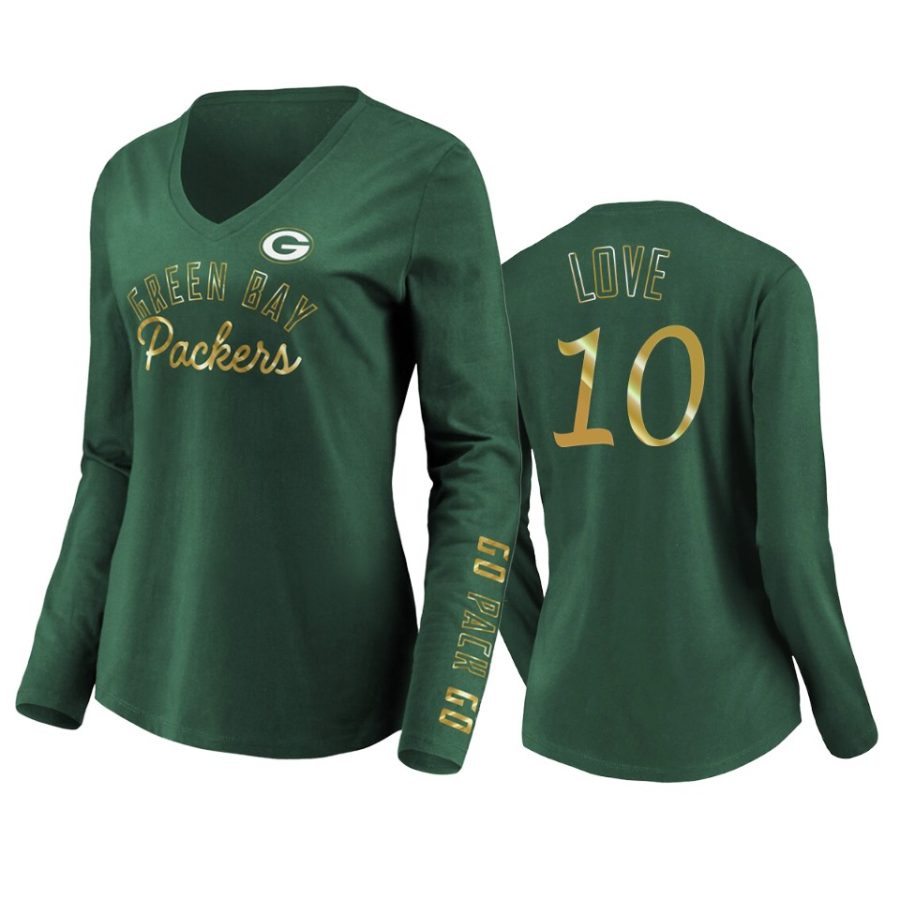 women jordan love packers green iconic all out glitz t shirt