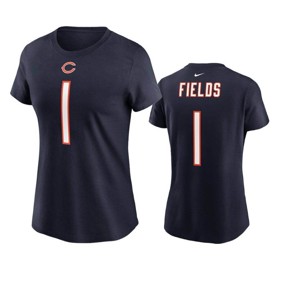 women justin fields bears navy 2021 nfl draft t shirt