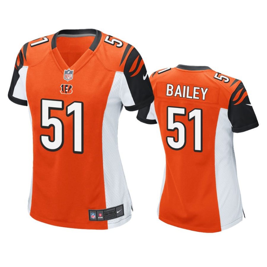 women markus bailey bengals orange game jersey