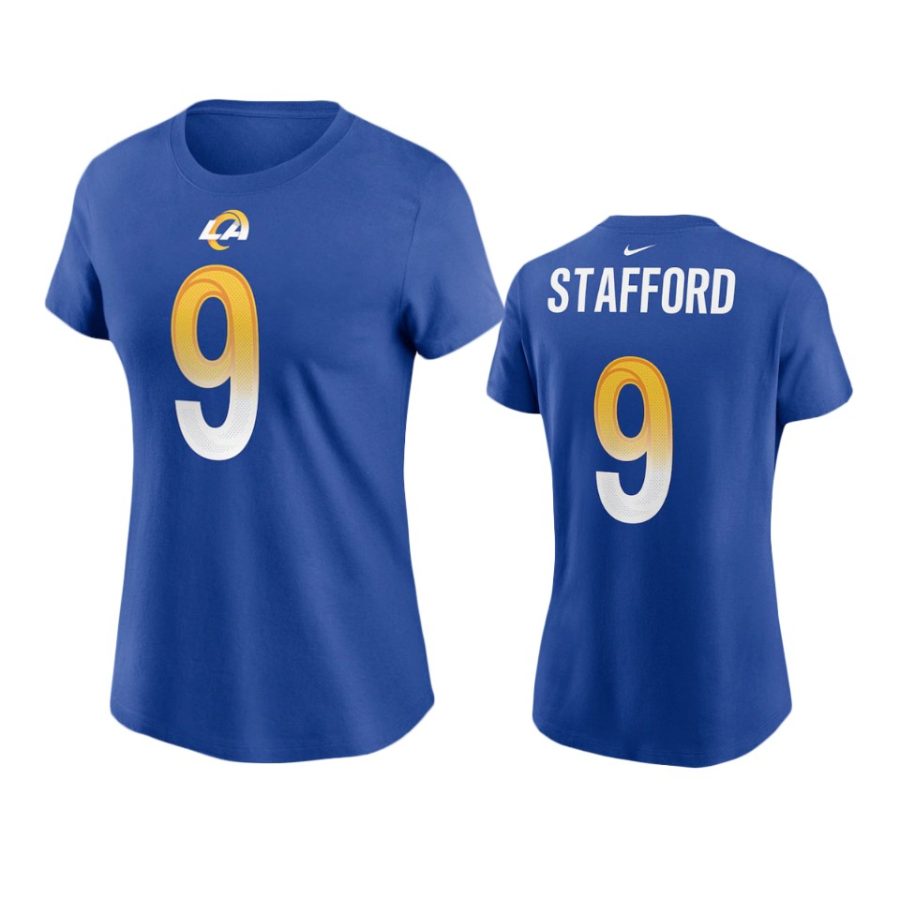 women matthew stafford rams royal t shirt