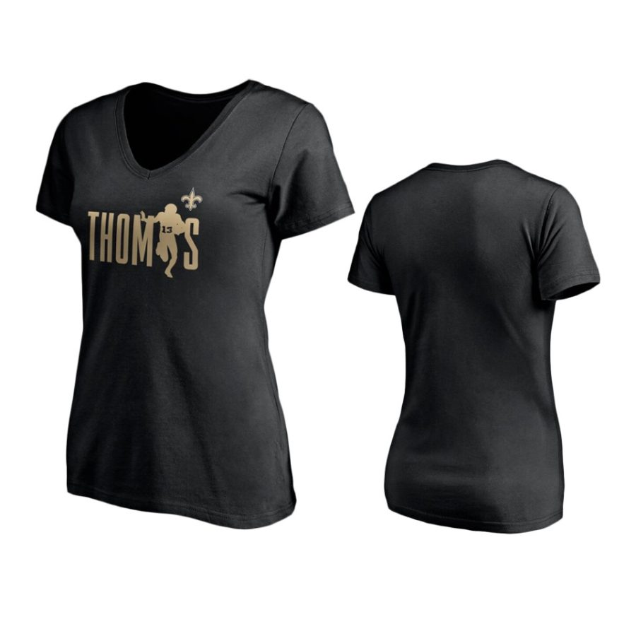 women michael thomas saints black checkdown t shirt