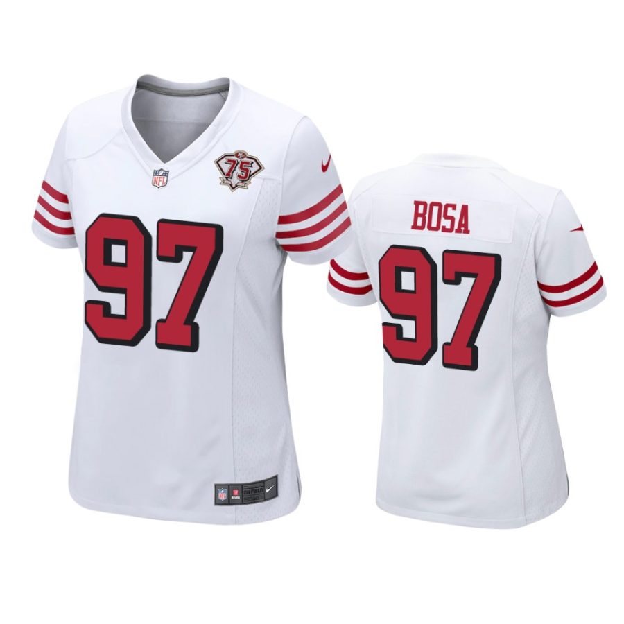 women nick bosa 49ers 75th anniversary white jersey