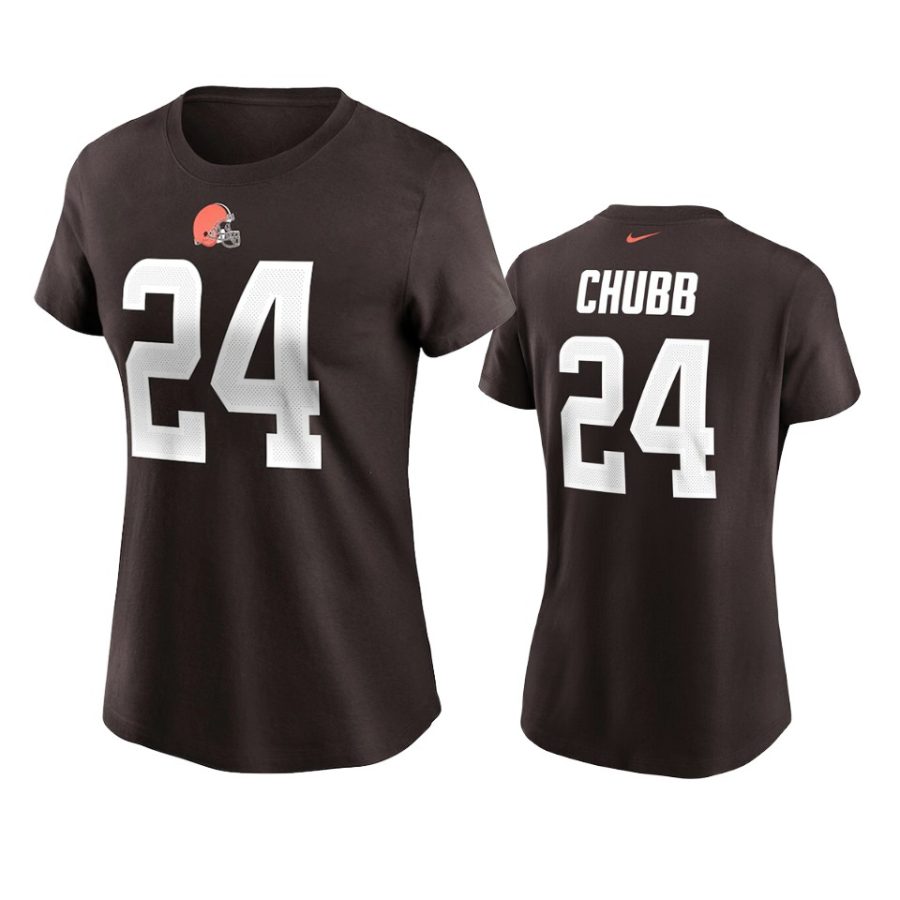 women nick chubb browns brown t shirt