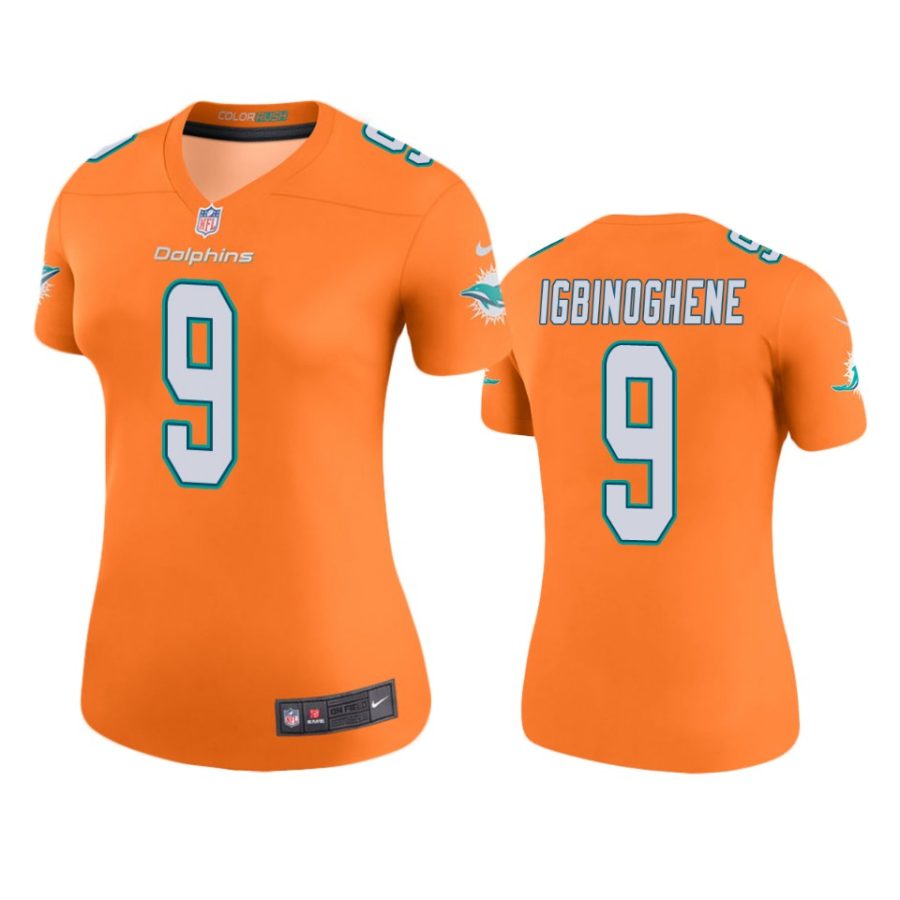 women noah igbinoghene dolphins color rush legend orange jersey