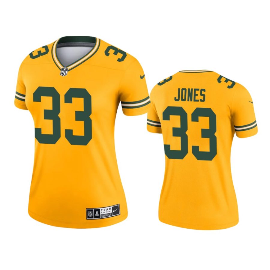 women packers aaron jones gold inverted legend jersey