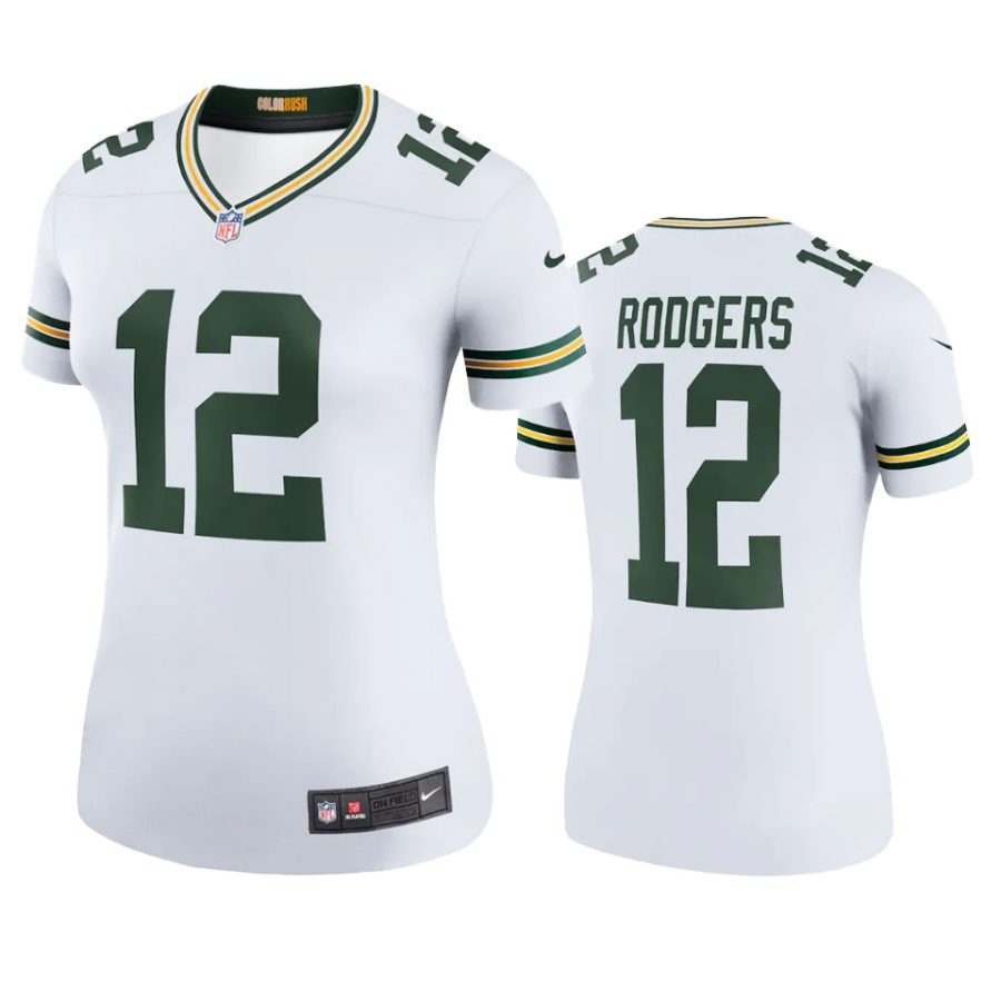 women packers aaron rodgers white color rush legend jersey