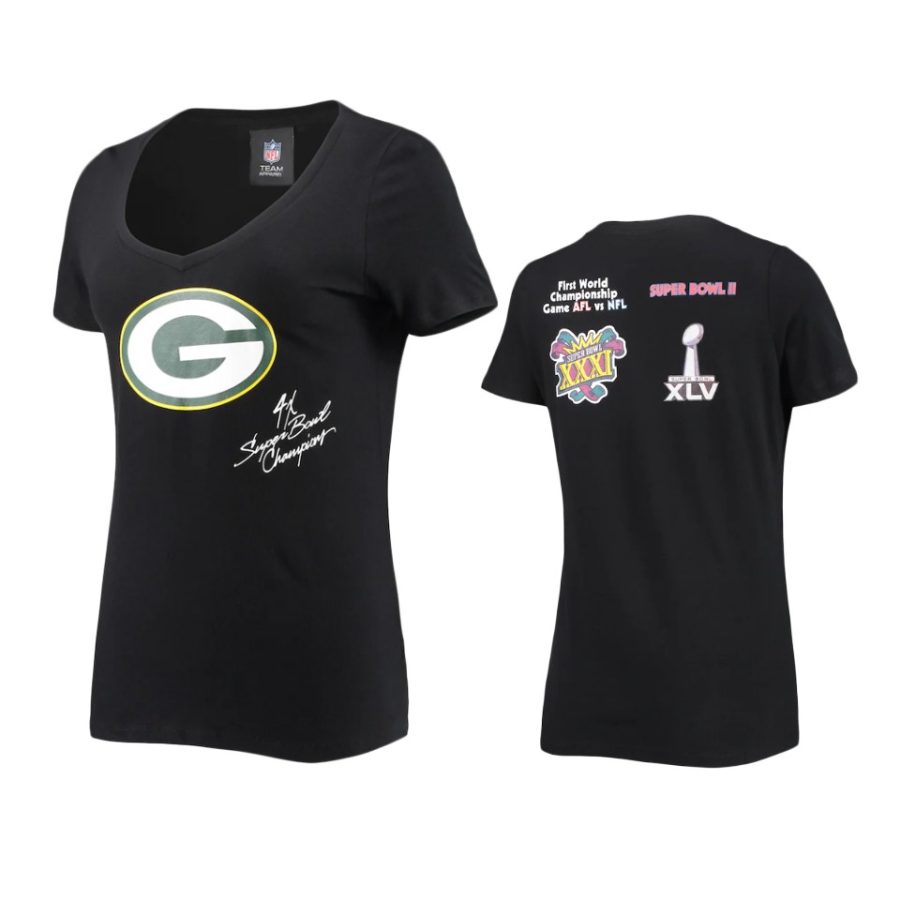 women packers black super bowl commemorative t shirt