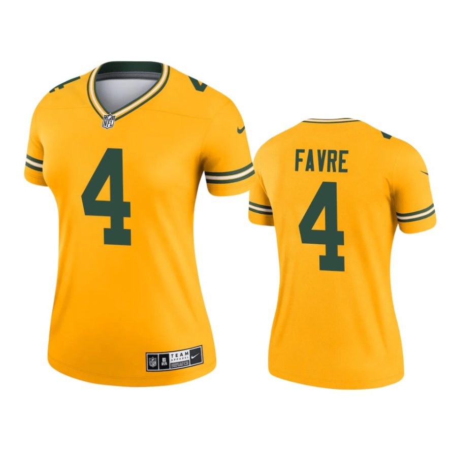 women packers brett favre gold inverted legend jersey