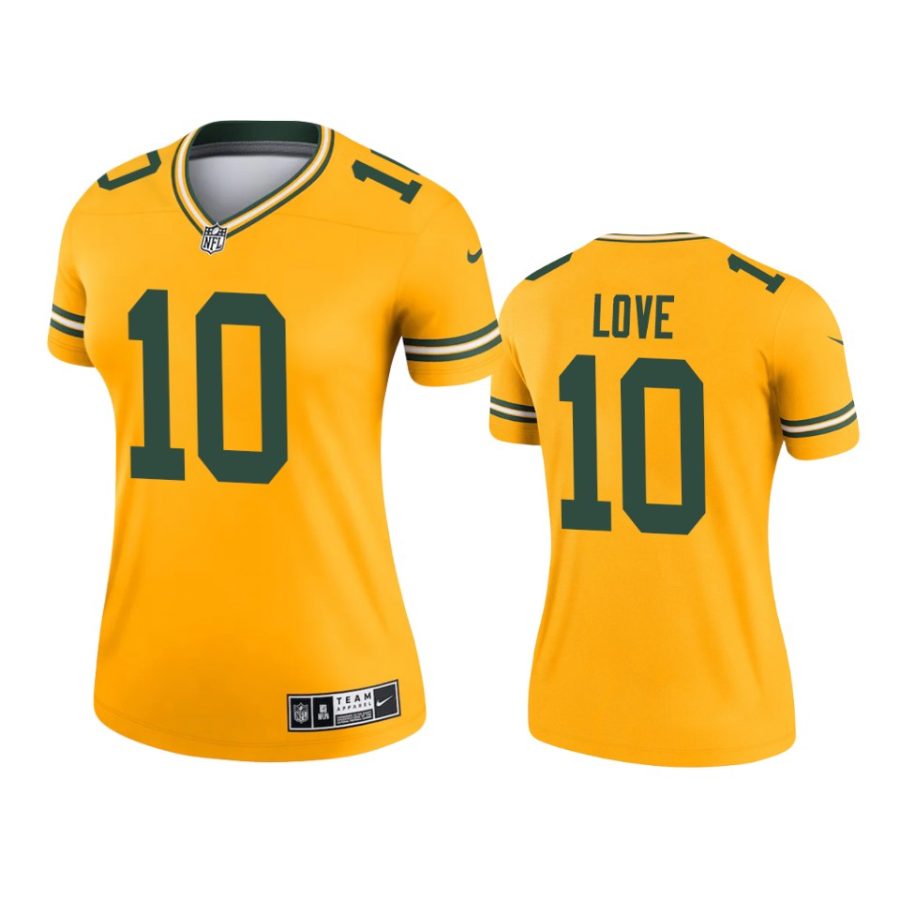 women packers jordan love gold inverted legend jersey