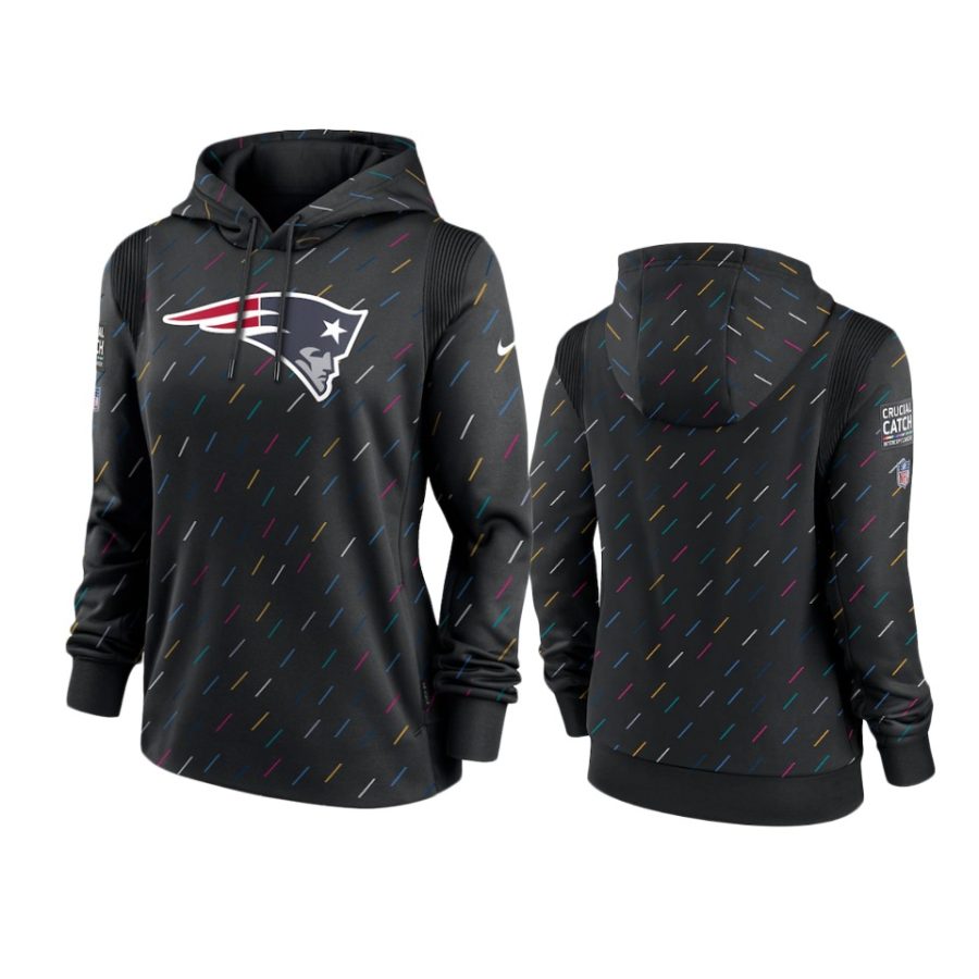 women patriots anthracite 2021 nfl crucial catch therma pullover hoodie