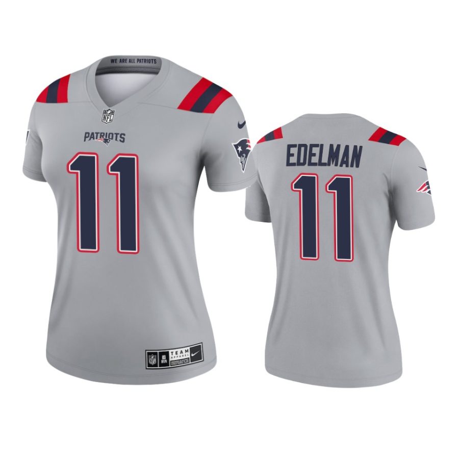 women patriots julian edelman gray inverted legend jersey