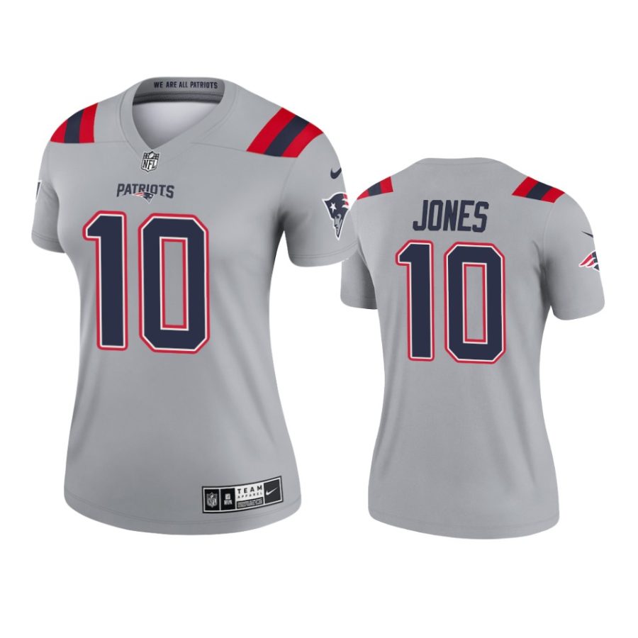 women patriots mac jones gray inverted legend jersey