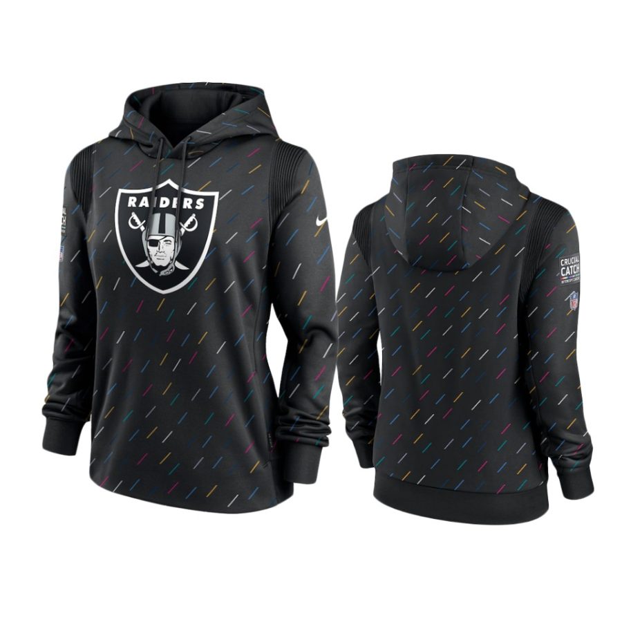 women raiders anthracite 2021 nfl crucial catch therma pullover hoodie