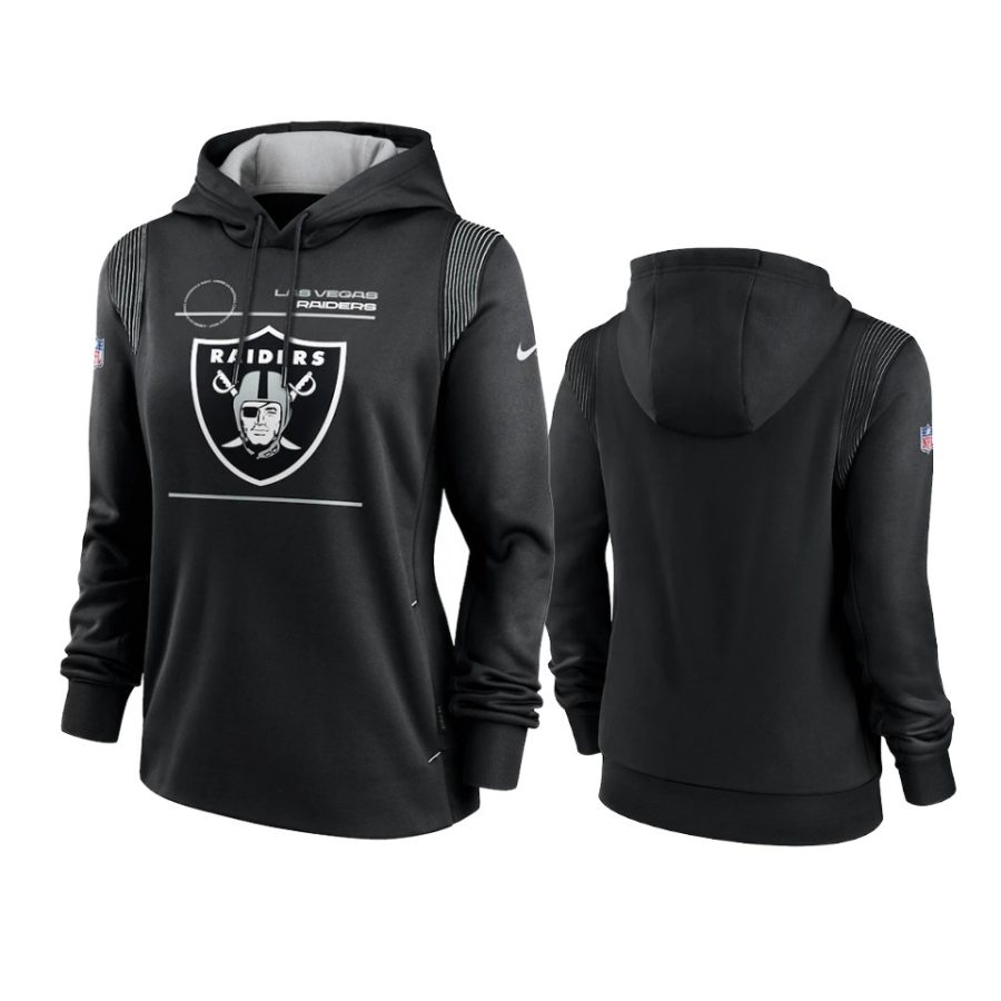 women raiders black sideline performance pullover hoodie