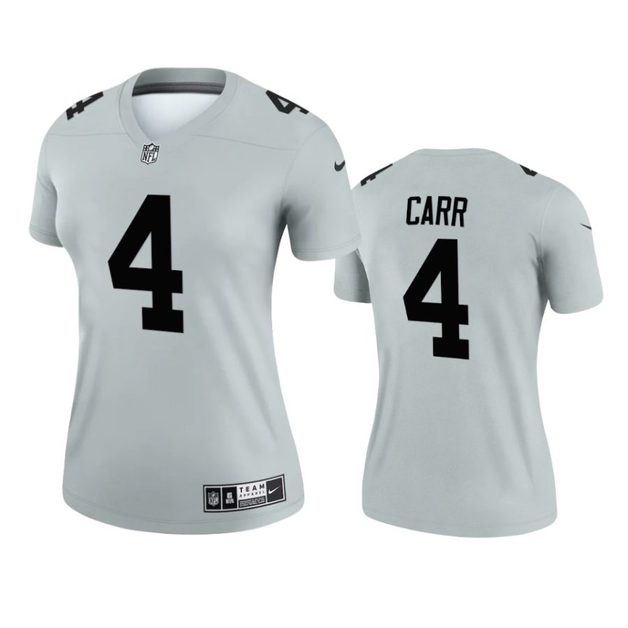 women raiders derek carr silver inverted legend jersey