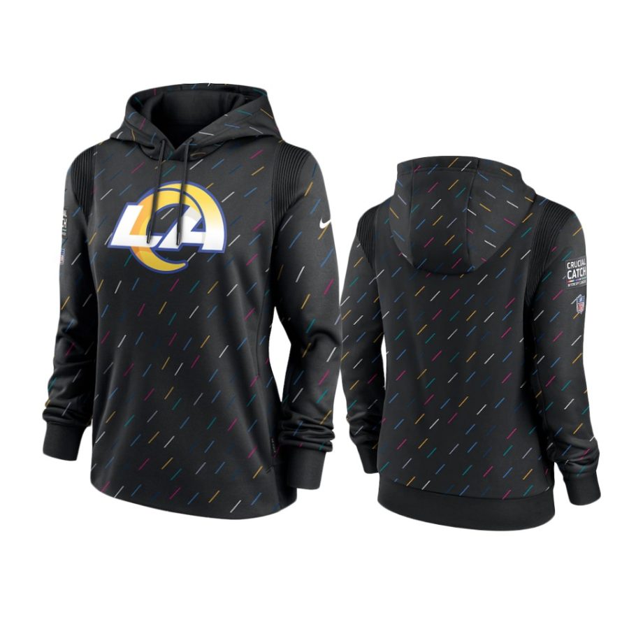 women rams anthracite 2021 nfl crucial catch therma pullover hoodie