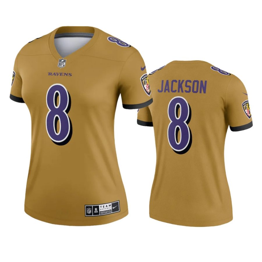 women ravens lamar jackson gold inverted legend jersey