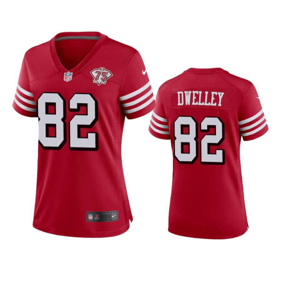 women ross dwelley 49ers 75th anniversary scarlet jersey