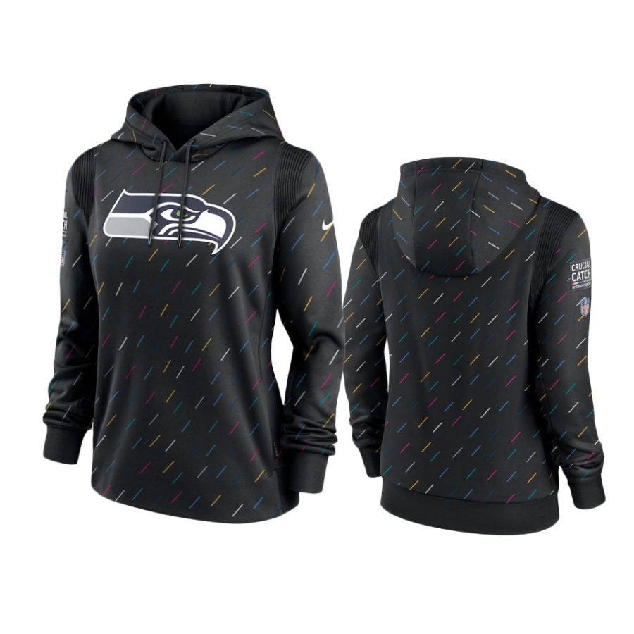 women seahawks anthracite 2021 nfl crucial catch therma pullover hoodie