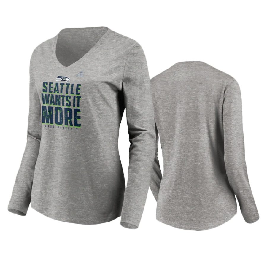 women seahawks gray 2020 nfl playoffs shift long sleeve t shirt