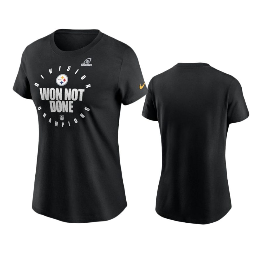 women steelers black 2020 afc north division champions t shirt