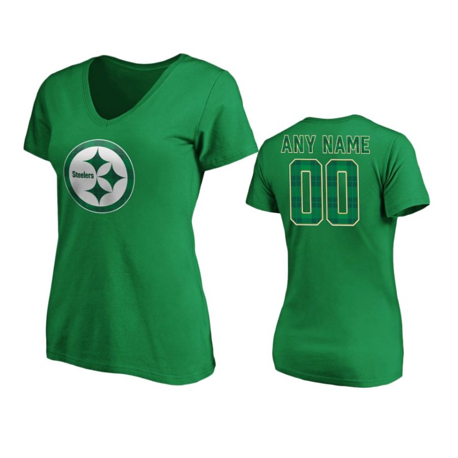 women steelers green st. patricks day emerald plaid t shirt