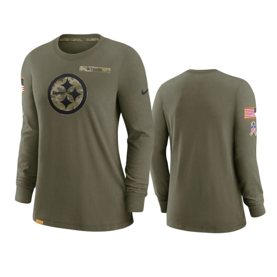 women steelers olive 2021 salute to service performance long sleeve t shirt