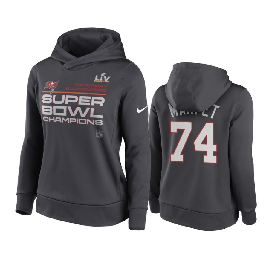 women tampa bay buccaneers ali marpet anthracite super bowl lv champions trophy hoodie