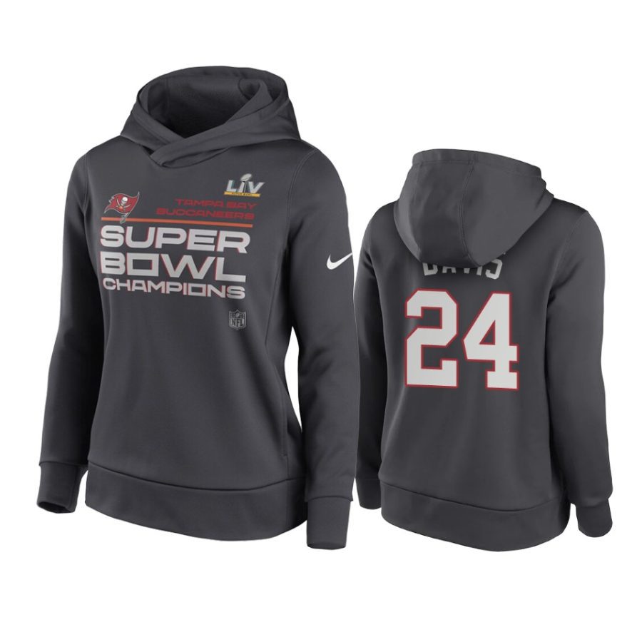 women tampa bay buccaneers carlton davis anthracite super bowl lv champions trophy hoodie