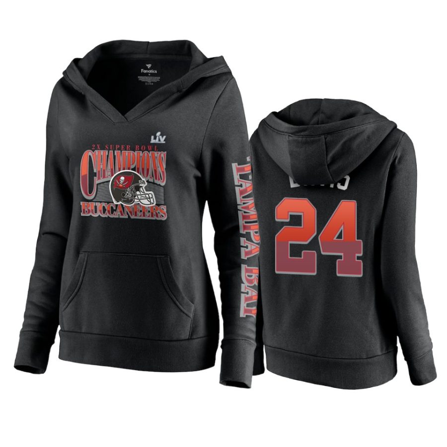 women tampa bay buccaneers carlton davis black 2 time super bowl lv champions hit hoodie