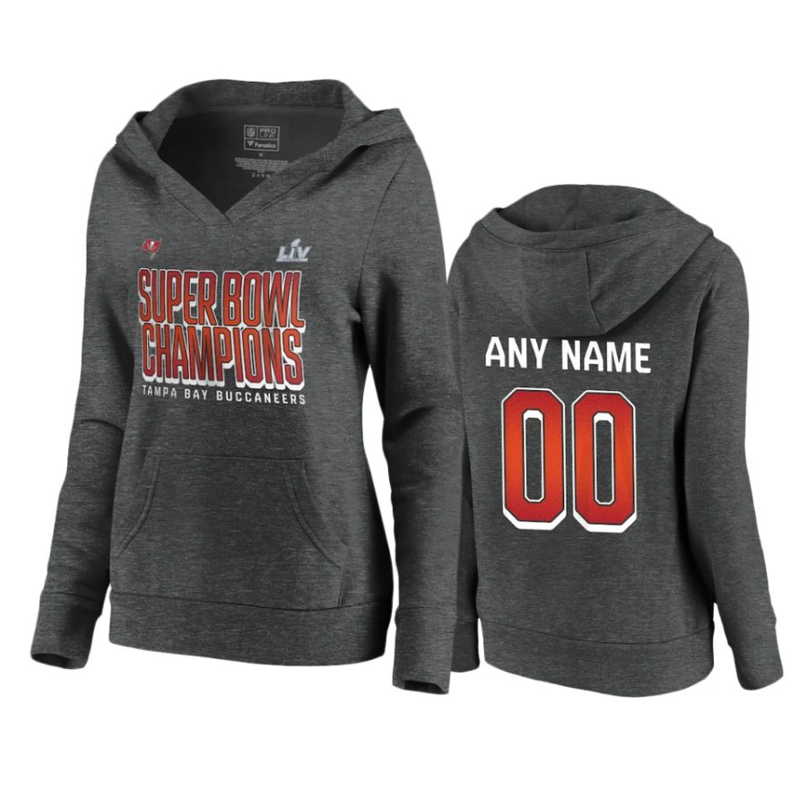 women tampa bay buccaneers custom charcoal super bowl lv champions personalized hoodie