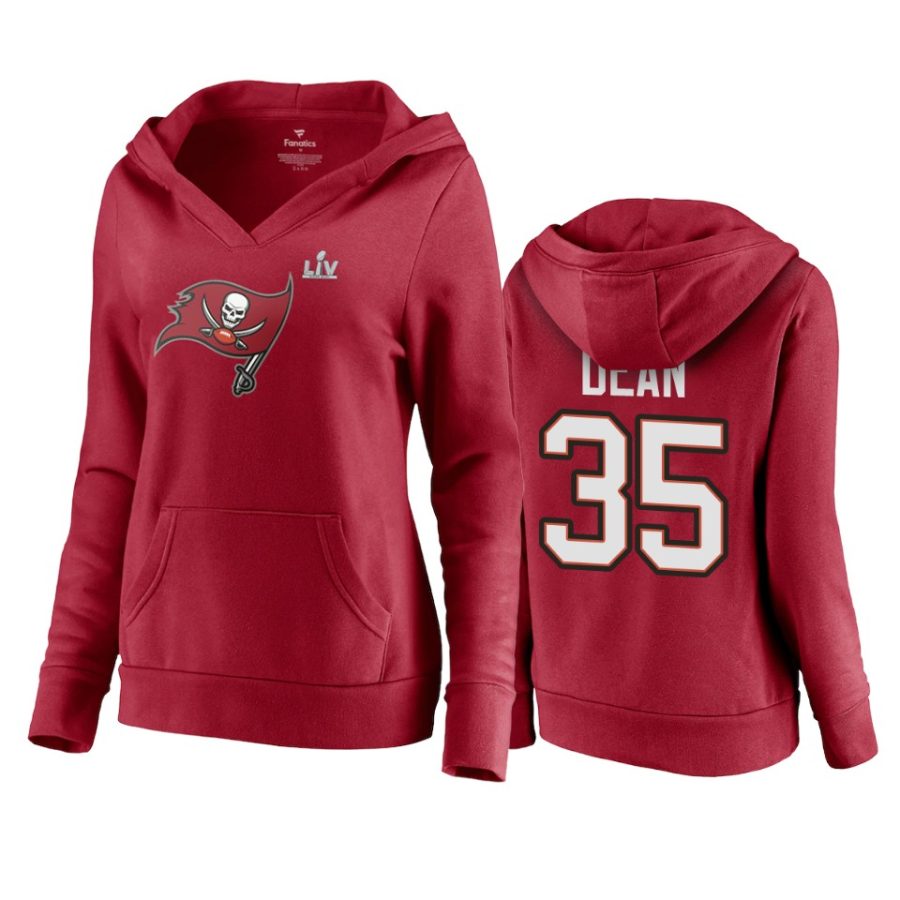 women tampa bay buccaneers jamel dean red super bowl lv champions player icon hoodie