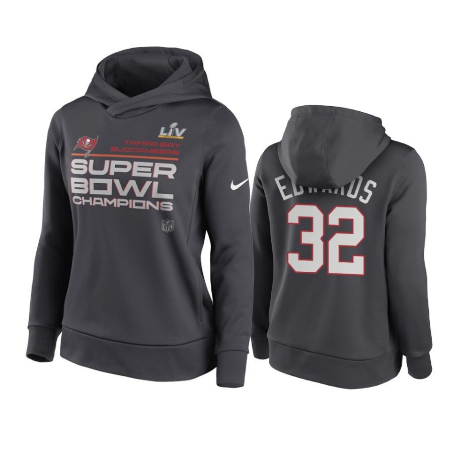 women tampa bay buccaneers mike edwards anthracite super bowl lv champions trophy hoodie
