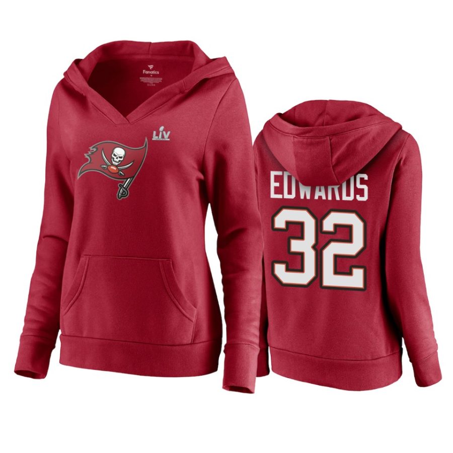 women tampa bay buccaneers mike edwards red super bowl lv champions player icon hoodie