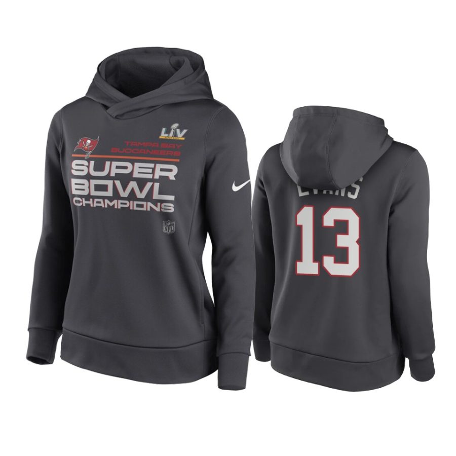 women tampa bay buccaneers mike evans anthracite super bowl lv champions trophy hoodie