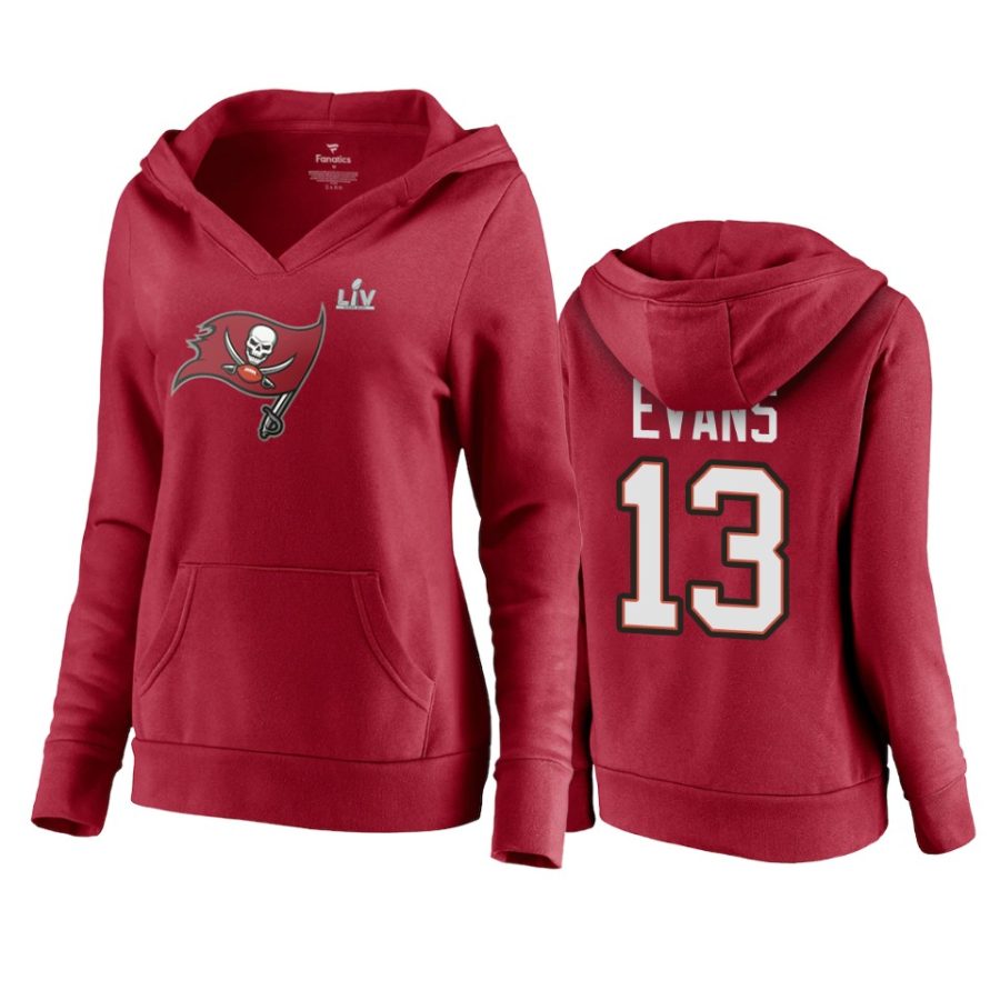 women tampa bay buccaneers mike evans red super bowl lv champions player icon hoodie