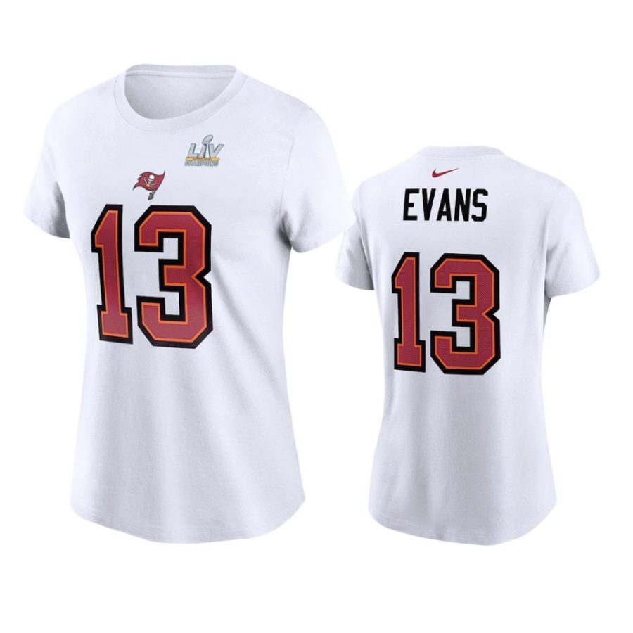 women tampa bay buccaneers mike evans white super bowl lv champions name number t shirt