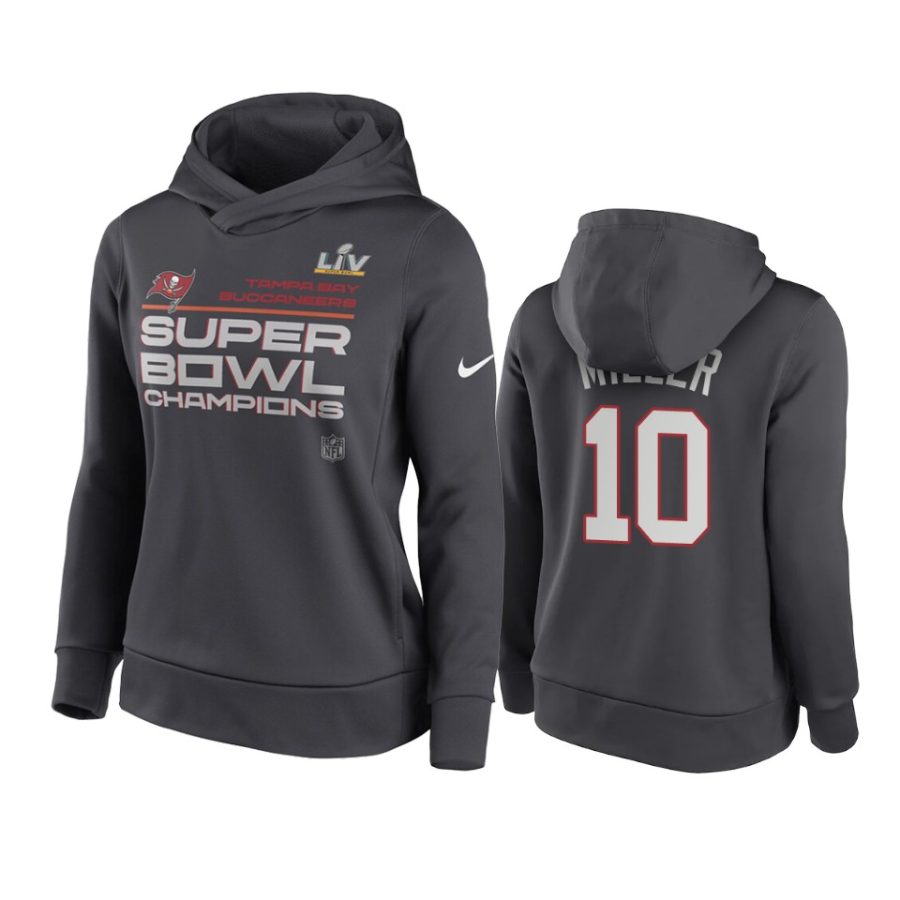 women tampa bay buccaneers scotty miller anthracite super bowl lv champions trophy hoodie