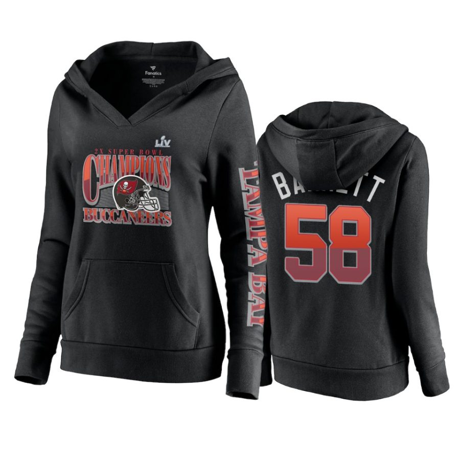 women tampa bay buccaneers shaquil barrett black 2 time super bowl lv champions hit hoodie