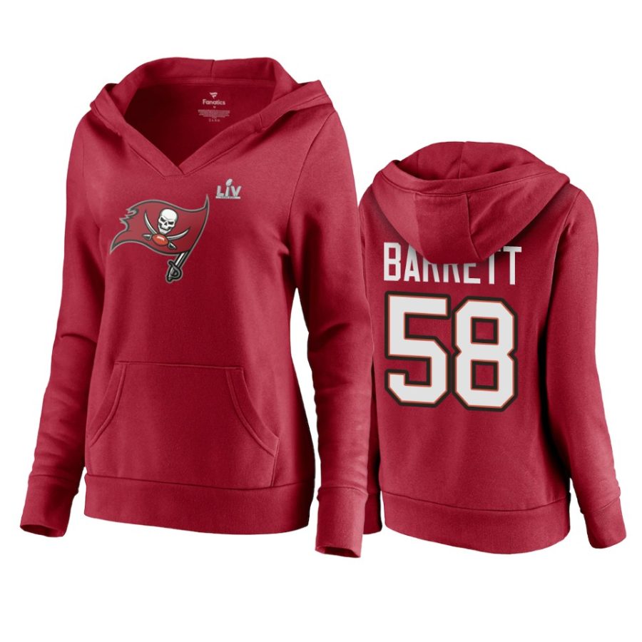 women tampa bay buccaneers shaquil barrett red super bowl lv champions player icon hoodie