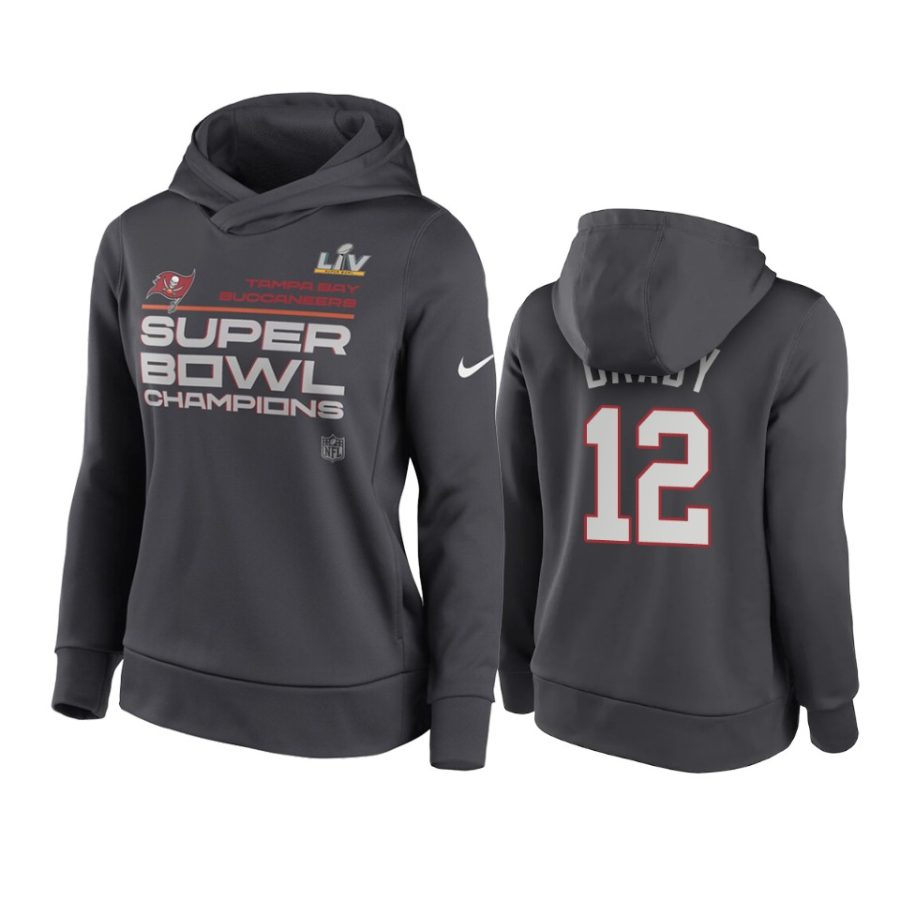 women tampa bay buccaneers tom brady anthracite super bowl lv champions trophy hoodie