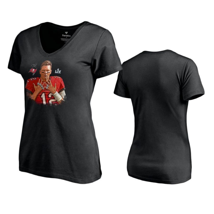 women tampa bay buccaneers tom brady black super bowl lv champions 7 rings t shirt