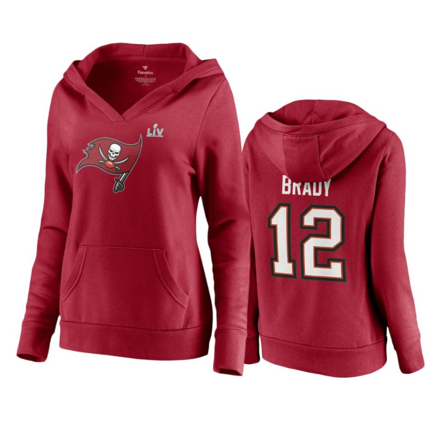 women tampa bay buccaneers tom brady red super bowl lv champions player icon hoodie 0a