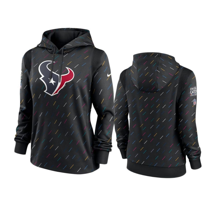 women texans anthracite 2021 nfl crucial catch therma pullover hoodie