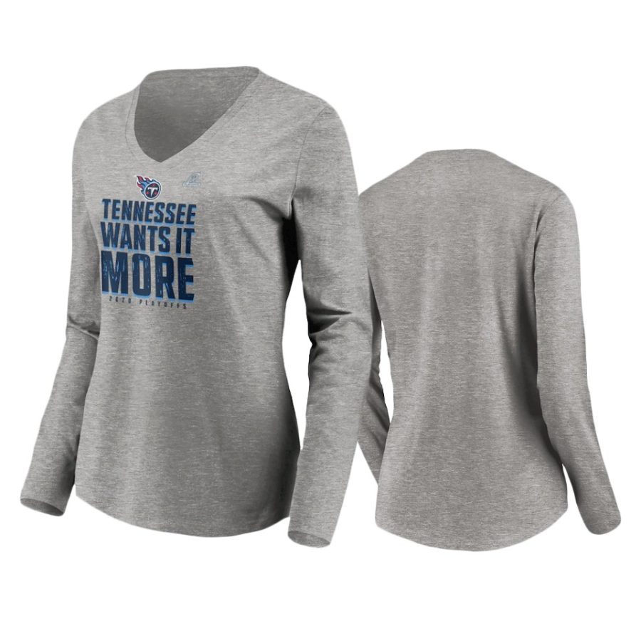 women titans gray 2020 nfl playoffs long sleeve t shirt