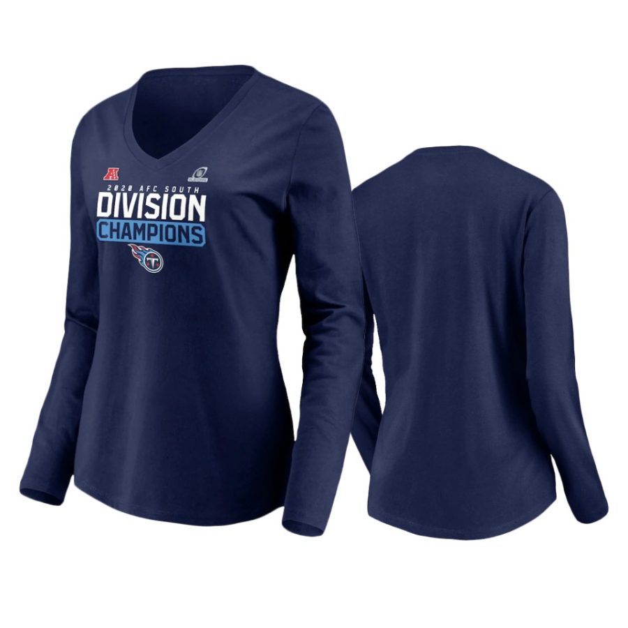 women titans navy 2020 afc south division champions long sleeve t shirt